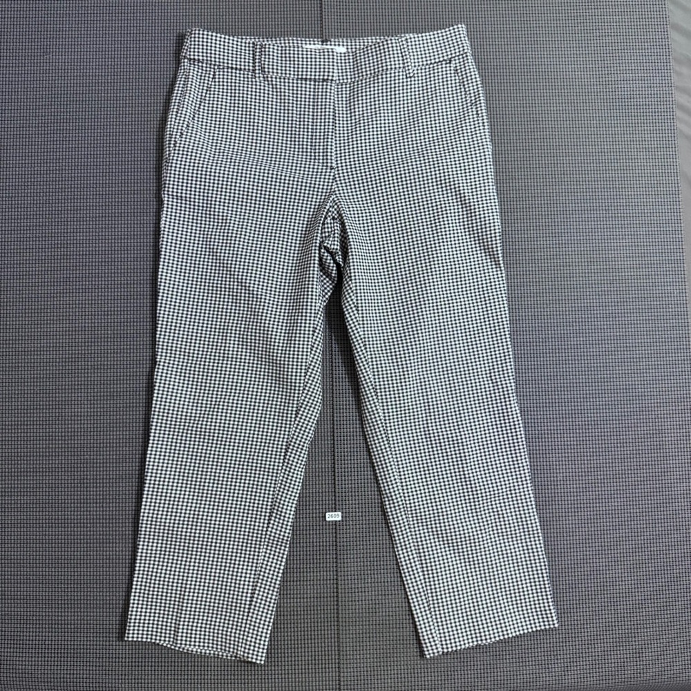 Loft The Riviera Slim Pants Womens 8P Black White Gingham Check Trousers